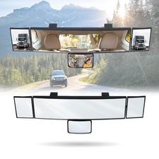 15" Car Rearview Mirror with Baby Mirror,Panoramic Wide Angle Clip-on Car