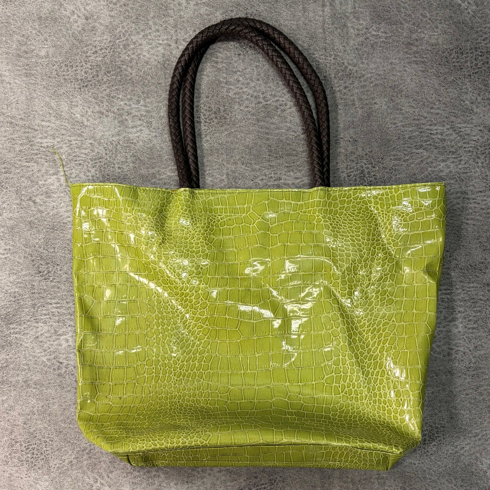 Neiman Marcus Green Crocodile Tote Shoulder Bag