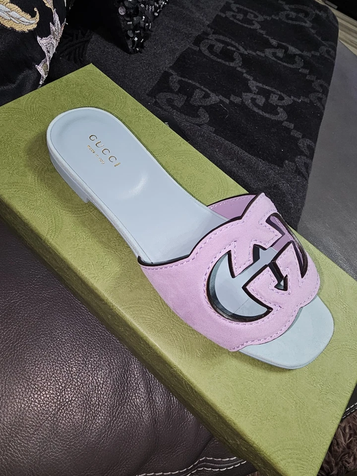 Auténticas sandalias Gucci para mujer Pald lavanda entrelazadas talla G talla EU 36 Foto 3 de 4