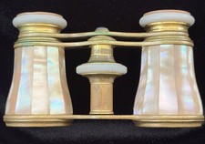 Antique Lemaire FI Paris Abalone Adjustable Opera Glasses w/Leather Case - Rare