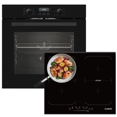 KB-ELEMENTS Autarkes Herdset 73L Einbaubackofen 60cm + 60cm Induktionskochfeld