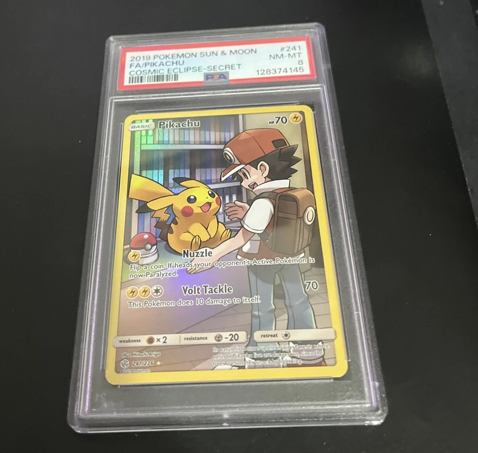 2019 Pokemon Sun & Moon Cosmic Eclipse - Secret #241/236 Pikachu PSA 8 - Image 3 of 3