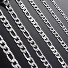925 Sterling Silver Necklace Figaro Chain 2-12mm 40-75cm Women Jewelry