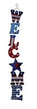 Patriotic Vertical Welcome Sign for Front Door Porch Wooden Outdoor Indoor