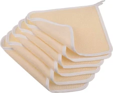 PHOGARY 6 Pack Exfoliating Wash Cloths for Body Scrub and Face Clean, Beige