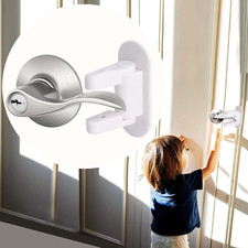 Childproof Door Lever Lock 2 Pack Prevents Toddlers Pets from Opening Doors, D