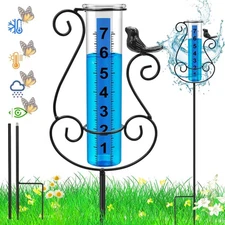 Rain Gauge Outdoor Best Rated 7" Capacity Large Rain Gauges with Metal Stake Gla