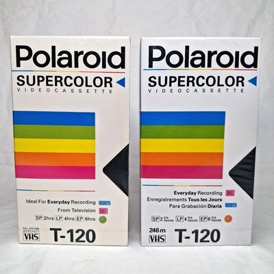 2 Polaroid VHS Supercolor T-120 Video Cassette Tapes 6hrs 6 Hours NEW & SEALED