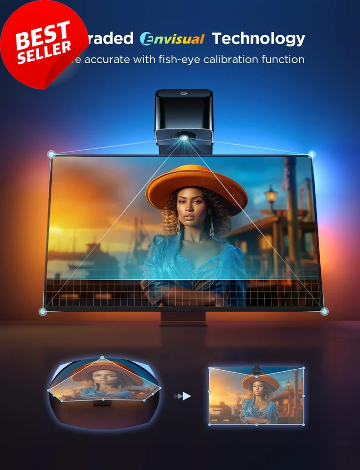 TV Backlight 3 Lite RGBICW Wi-Fi LED Strip w/ Camera Voice APP 11.8Ft 55-65" - Image 2 of 4