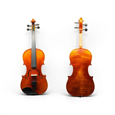 Handmade 3/4 Violin Outfit   European Flamed Tonewood, Rich Warm Tone,Case & Bow