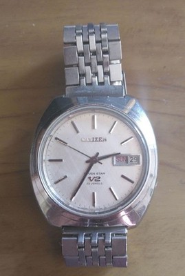 Citizen Seven Star V2 Vintage Uhr Automatik 22 Jewels Edelstahl Silber