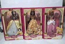 3 Disney Princess Enchanted Porcelain Collection Dolls Brass Key Keepsakes.