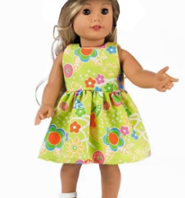 Lime Green Floral Sundress Doll Clothes for 18'' American Dolls