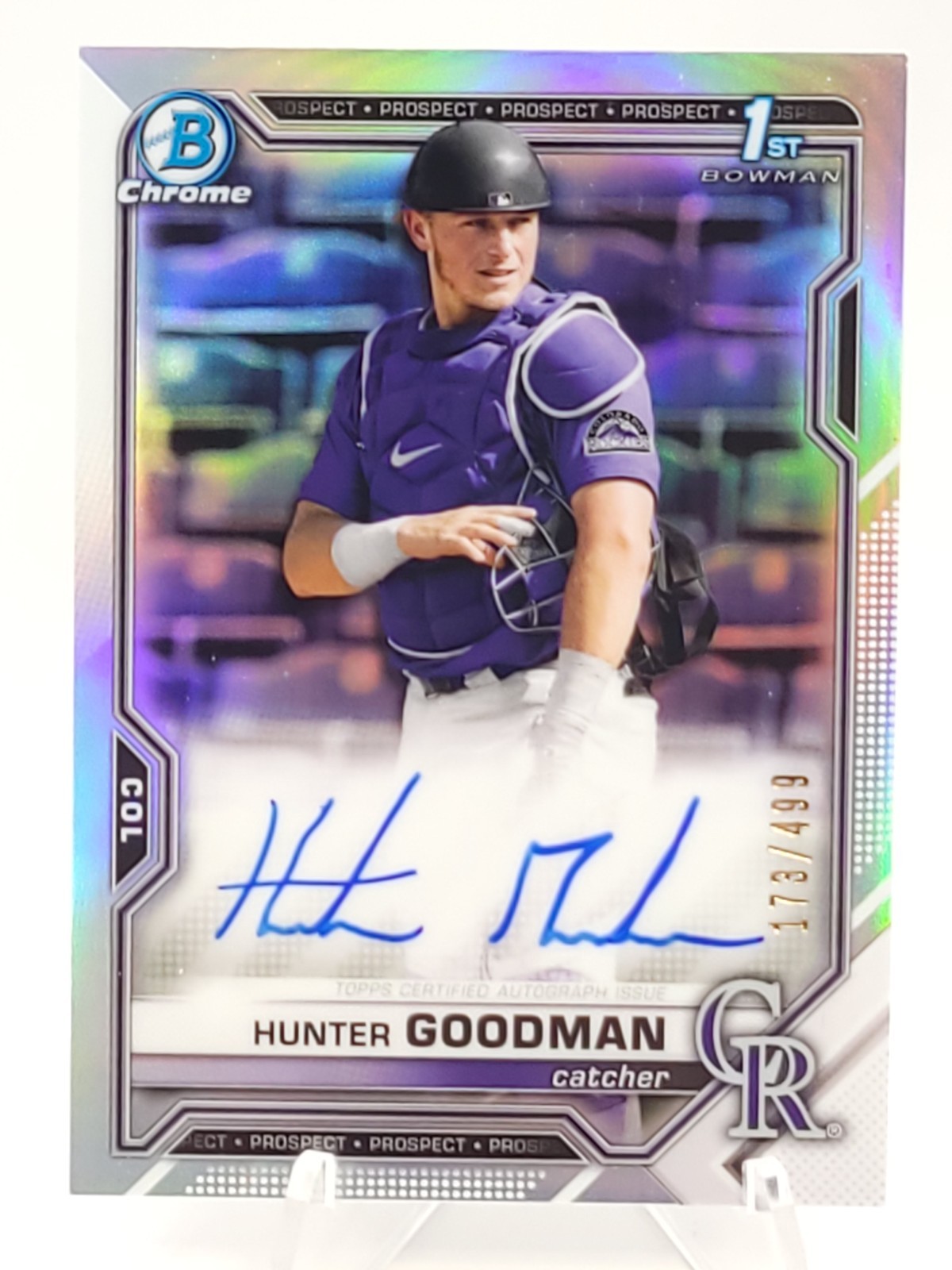 2021 Bowman Draft Hunter Goodman Chrome Auto 1st Refractor /499