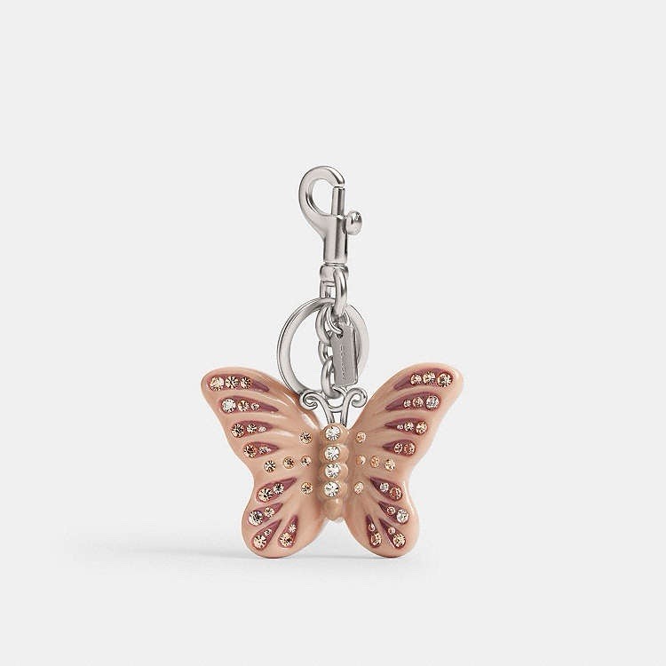 Coach Butterfly Bag Charm Keychain Key Fob CCD44 Silver / Cream | eBay