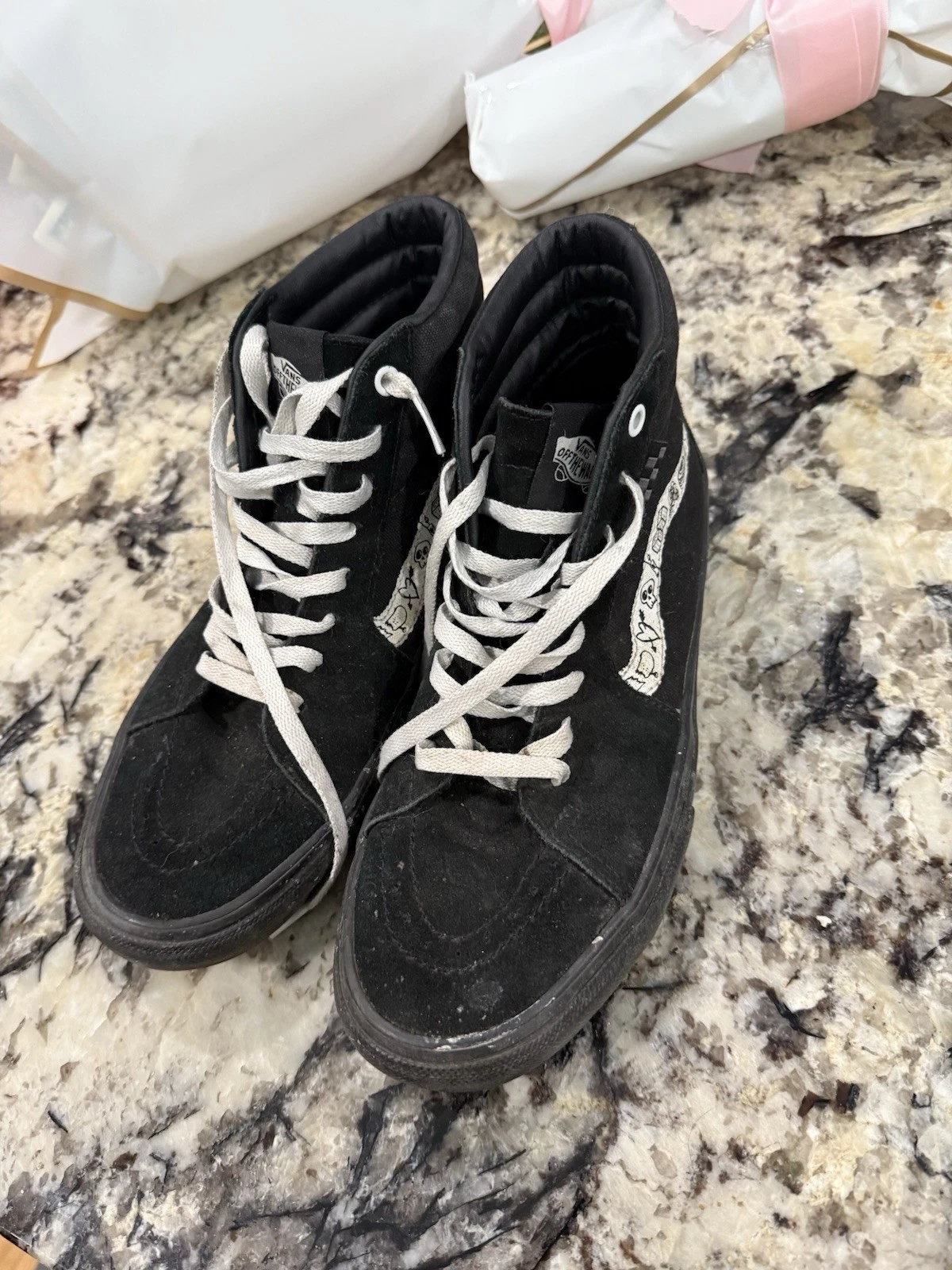 Scarpe da skate Vans Skate Sk8 Hi Doodle bianche e nere taglia 10