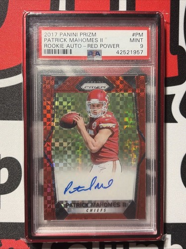 2017 Panini Prizm Rc Rookie Red Power Auto /49 PATRICK MAHOMES Chiefs PSA 9 #PM