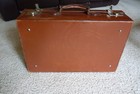 Antique 1930's/40's Hard Sided Leather Suitcase 22" x 14" x 7" Very Nice — photo 3