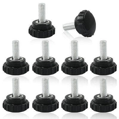 10pcs M6 x 15mm Knurled Thumb Screws Galvanized Iron Clamping Knobs Black