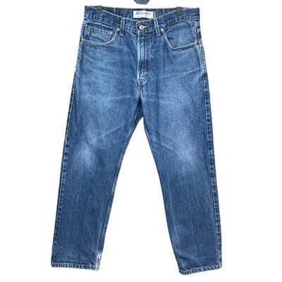 Levi's 505 Regular Fit Straight Leg Blue Denim Whiskered Jeans Mens Size 33x29