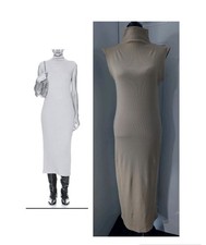 Edit Jason WU Dress NWT Size M Sleeveless Midi Ribbed Tank Olive Grey Career