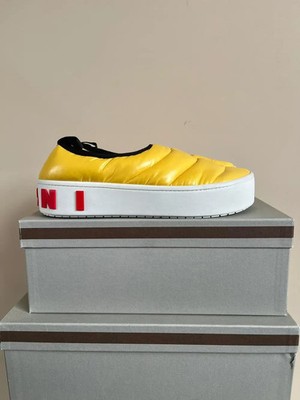 Marni Puffy Low Top Logo Sneakers in Yellow Brand New with Box 43
