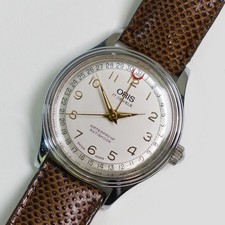 Vintage Oris Pointer Date 302-7285B Manual Wind Watch - Red Crescent Swiss Made