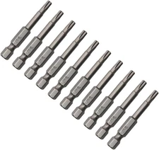 XMHF 10 Piece 50mm Long 1/4 Inch Hex Shank T20 Torx Head Magnetic Screw 