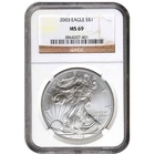 2003 SILVER EAGLE NGC MS 69  ~~ BROWN LABEL  ~~ NO SPOTS ~~ PRISTINE (X)