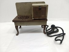Vintage 1930s Metal Ware Electric Stove Toy - Grey - untested