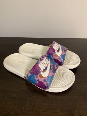 Nike Victori One Floral Flower Slides Pink Purple Blue Sandals Womens 7 | eBay