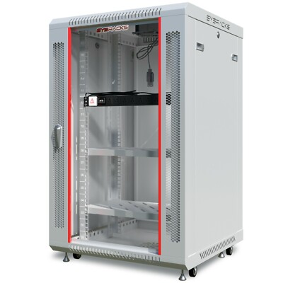 18U Server Rack Cabinet Wall Mount Grey IT Network Data  Enclosure 24'' Depth