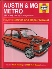 Austin MG & Vanden Plas Metro & Turbo 1980-90 all models Haynes Workshop Manual