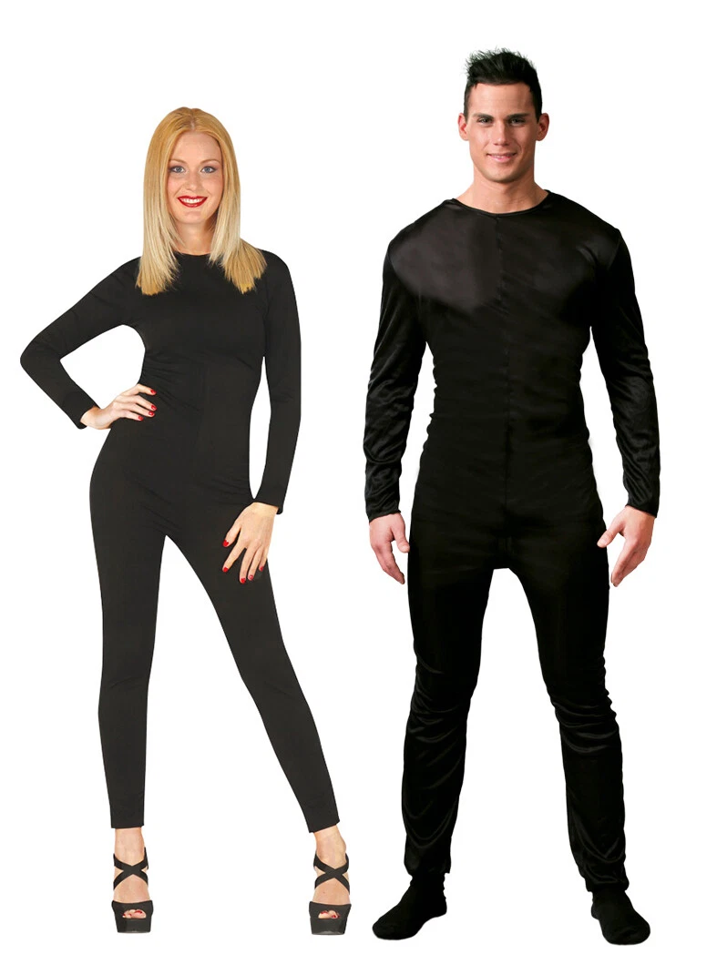 Mens Black Bodysuit Ladies Black Bodysuit Costume Theatre Halloween Outfit  M L