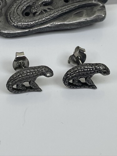 Schöne Vintage Eidechse Reptil Leguan Brosche und Baby Leguan Ohrstecker Set - Bild 9 von 14
