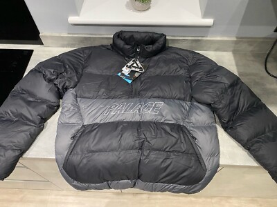 Palace PAL-TEX Half Zip Puffa Jacket Black Grey Size Large Brand New With Tags