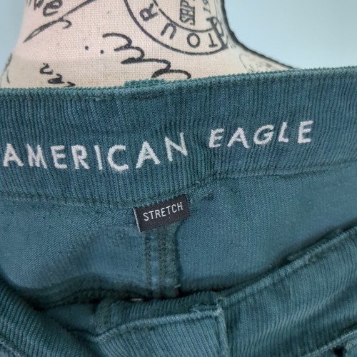 American Eagle Super High Rise Flare Corduroy Jeans Women's 12 Button Fly Green - Picture 6 of 7