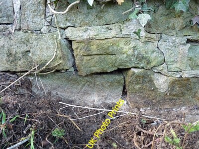 Photo 6x4 Damaged OS benchmark - Big Wood, roadside drain Eaton Mascott A c2015