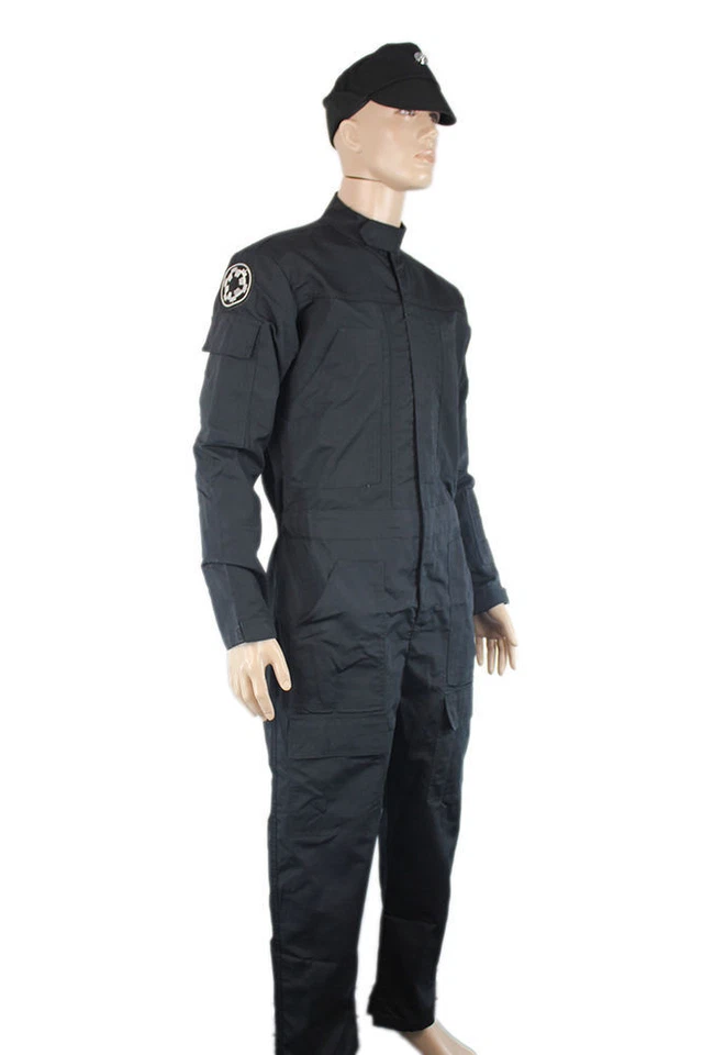 TIE Mono Piloto Traje de Vuelo Uniforme Disfraz + Gorra Imperial Negra Foto 3 de 4