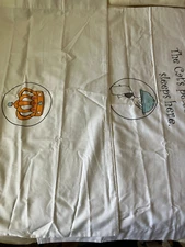 100% Cotton  2 Standart  Cozy Pillow Case White w/funny print  19 x 29 in