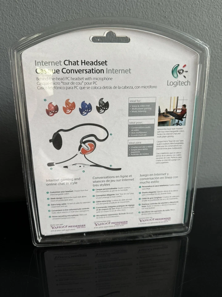 NEW Logitech Internet Chat Headset Behind the Head Multicolored Computer SEALED - Image 3 of 4
