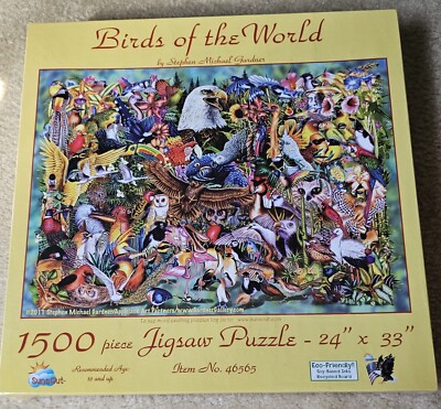 Birds Of The World Stephen Michael Gardner 1500 PC Puzzle 24''×33'' New 