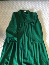 Vintage Appel Beautiful Green Velour Robe Lounge House Dress Zip Front Size S