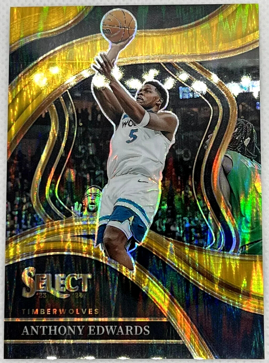 2023-24 Panini Select Anthony Edwards Gold 1/10 (Jersey Number) Courtside AntMan