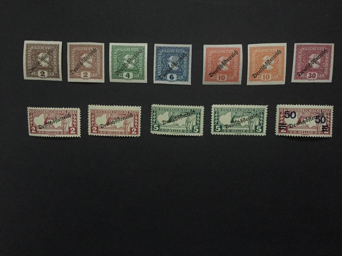 Austria stamps 1919, MNH, ANK#247/253, overprinted  display picture 1