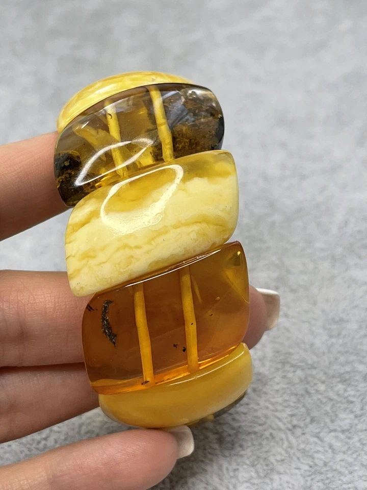 Pulsera de Piedra Ámbar Báltico Natural Genuina.Pulsera Ámbar MULTICOLOR 6,9 Pulgadas Foto 3 de 4