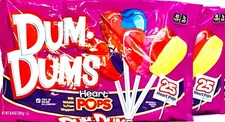 2 Bags Dum Dums 8.8 Oz Heart Pops With Writable To & From Wrappers 25 Count