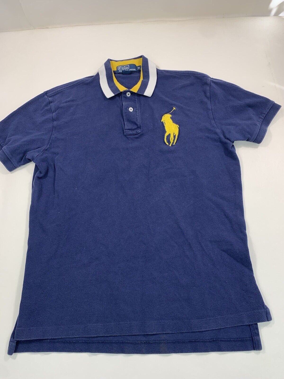 rare POLO RALPH LAUREN shirt BRASIL 14 big pony yellow custom fit M medium