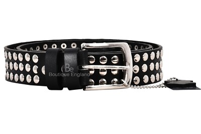 Herren Leder Gürtel Nieten 100% Rindsleder Stark Punk Klassisch Freizeit Stil 625