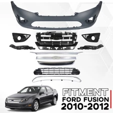 Fit For 2010-2012 Ford Fusion Front Bumper Cover Grille Assembly Kit Complete